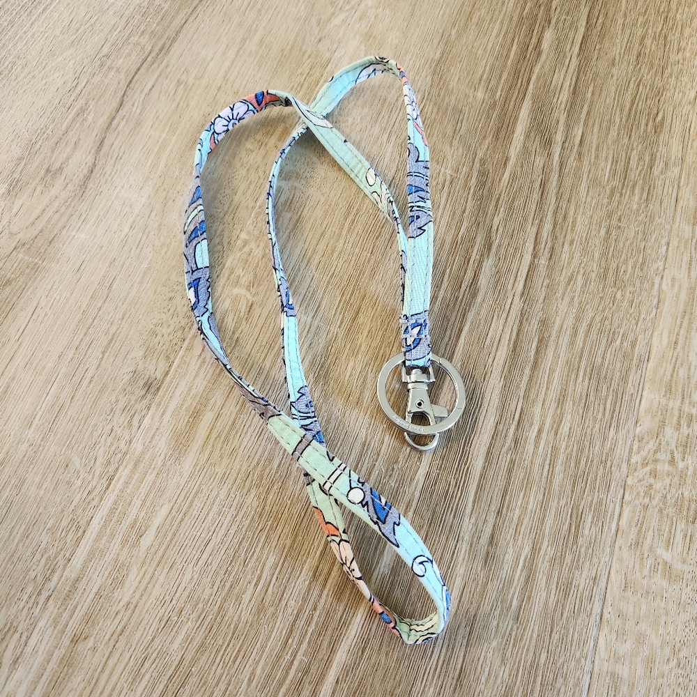 Vera Bradley Mint Green Fan Flowers Print Lanyard